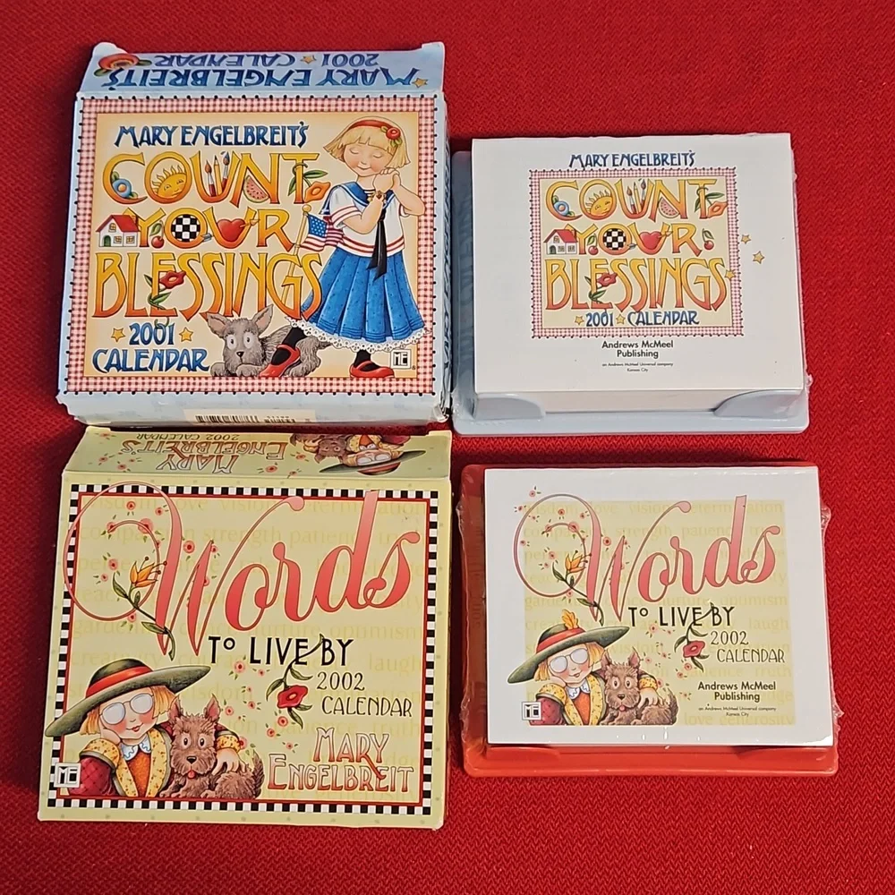 Lot of 3 Mary Englebreit calendars 2001 and 2002 NEW craft card making read
